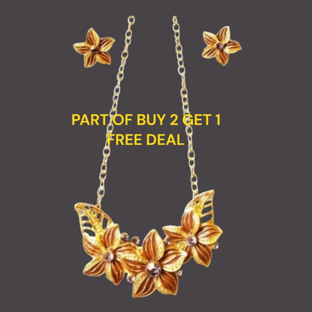 🪷Floral Earrings & Necklace - NWOT🪷